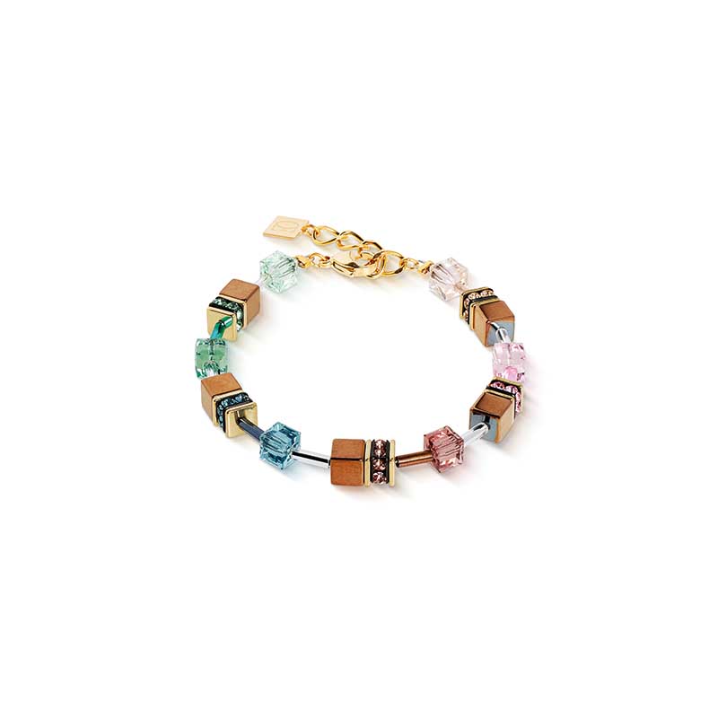 Coeur de Lion GeoCube® Pale Rainbow, Bronze Metallic & Gold Gold Bracelet